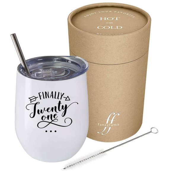 Finally 21 birthday tumbler cup stainless steel - Picture 2 of 8